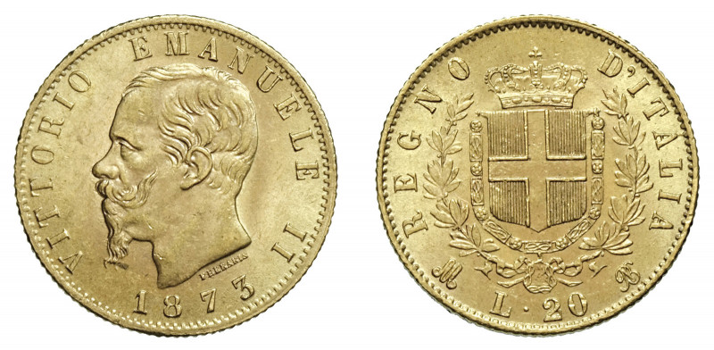 VITTORIO EMANUELE II (1861-1878) 

20 Lire 1873, Milano oro gr. 6,46. Pagani 4...