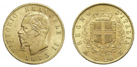 VITTORIO EMANUELE II (1861-1878) 

20 Lire 1873, Milano oro gr. 6,46. Pagani 468, MIR 1078a.
NGC5782295-014 MS64. q.Fdc