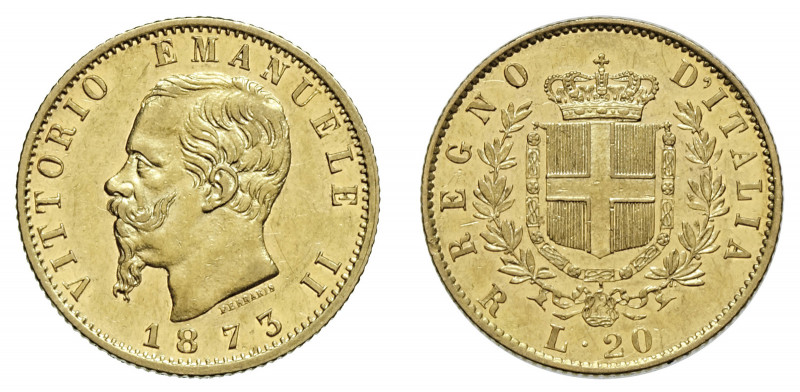VITTORIO EMANUELE II (1861-1878) 

20 Lire 1873, oro gr. 6,43. Pagani 469, MIR...