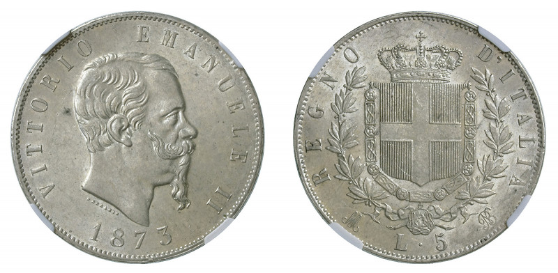 VITTORIO EMANUELE II (1861-1878) 

5 Lire 1873, Milano argento gr. 25,014. Pag...