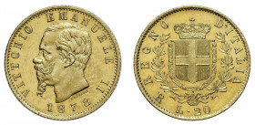 VITTORIO EMANUELE II (1861-1878) 

20 Lire 1878, Roma oro gr. 6,45. Pagani 475, MIR 1078v.
NGC5782295-006 MS62. q.Fdc

Variante di conio; la prim...