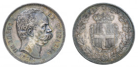 UMBERTO I (1878-1900) 

5 Lire 1878, argento gr. 24,98. D/ UMBERTO I – RE D’ITALIA testa a destra sul taglio del collo, SPERANZA (Filippo Speranza, ...