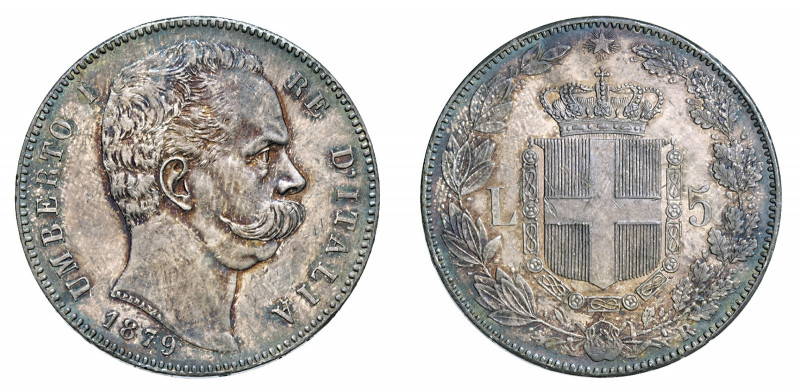 UMBERTO I (1878-1900) 

5 Lire 1879, argento gr. 24,93. Pagani 590, MIR 1100 a...