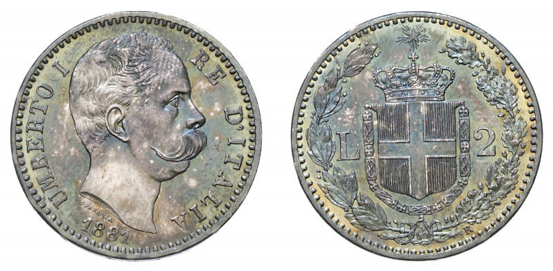 UMBERTO I (1878-1900) 

2 Lire 1881, argento gr. 10,03. D/ UMBERTO I – RE D’IT...
