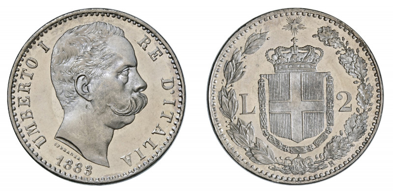 UMBERTO I (1878-1900) 

2 Lire 1883, argento gr. 9,99. Pagani 593, MIR 1101c
...