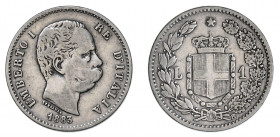 UMBERTO I (1878-1900) 

1 Lira 1883, argento gr. 4,92. D/ UMBERTO I – RE D’ITALIA Testa a destra, sotto al collo, SPERANZA, in basso 1883. Rv: Stemm...