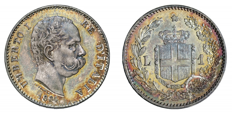 UMBERTO I (1878-1900) 

1 Lira 1884, argento gr. 4,99. Pagani 602, MIR 1103b....