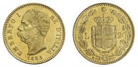 UMBERTO I (1878-1900) 

20 Lire 1885, oro gr. 6,45. Pagani 581, MIR 1098j.
NGC5782296-010 MS63. Fdc