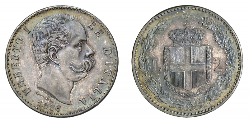 UMBERTO I (1878-1900)

2 Lire 1886, argento gr. 9,96. Pagani 596, MIR 1101f.
...
