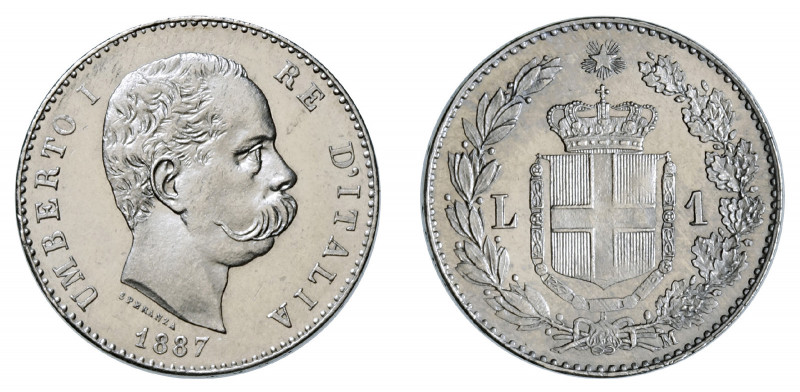 UMBERTO I (1878-1900) 

1 Lira 1887, Milano argento gr. 5,01. Pagani 604, MIR ...