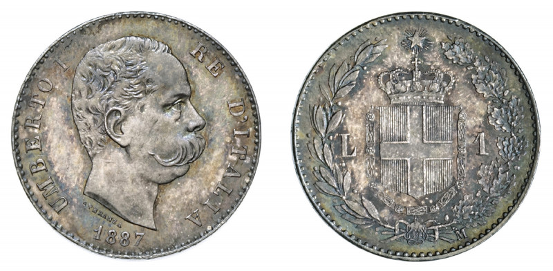 UMBERTO I (1878-1900) 

1 Lira 1887, Milano argento gr. 4,98. Pagani 604, MIR ...