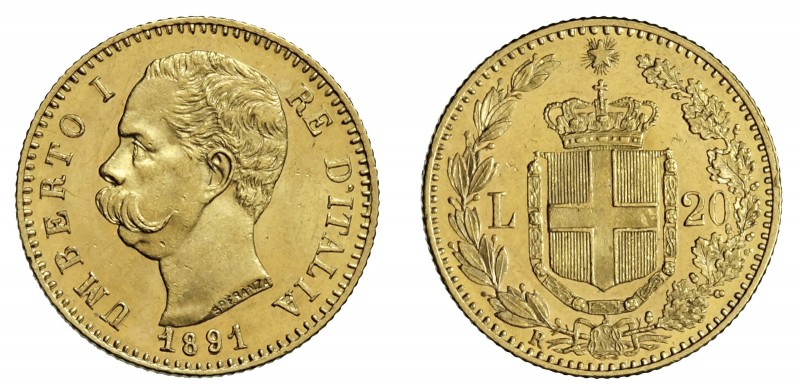 UMBERTO I (1878-1900)

20 Lire 1891, oro gr. 6,44. Pagani 586, MIR 1098p.
NGC...