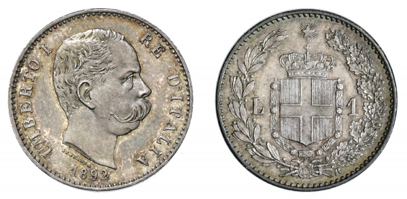 UMBERTO I (1878-1900)

1 Lira 1892, argento gr. 5,03. Pagani 605, MIR 1103e
N...