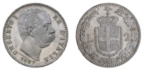 UMBERTO I (1878-1900) 

2 Lire 1897, argento gr. 9,97. Pagani 598, MIR 1102b.
NGC5782333-005 MS64. Fdc
