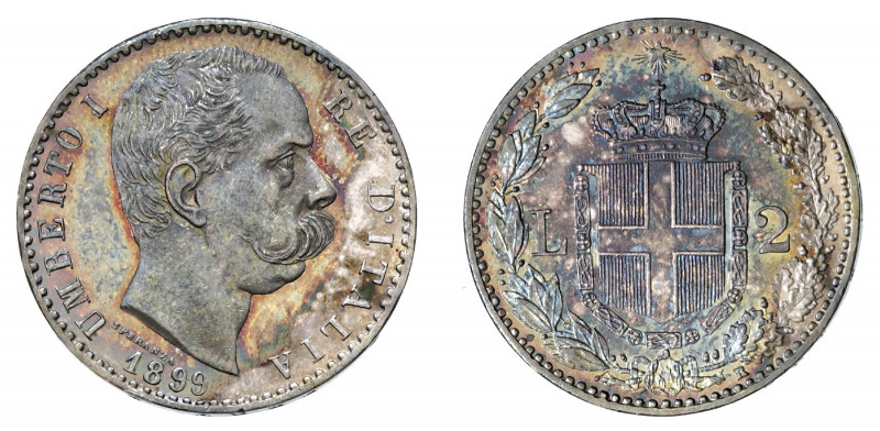 UMBERTO I (1878-1900) 

2 Lire 1899, Roma argento gr. 9,94. Pagani 600, MIR 11...