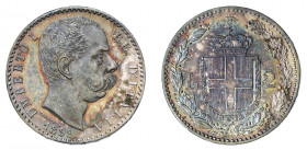UMBERTO I (1878-1900) 

2 Lire 1899, Roma argento gr. 9,94. Pagani 600, MIR 1102d.
NGC5782333-006 MS64. q.Fdc

Conservazione eccezionale con pati...