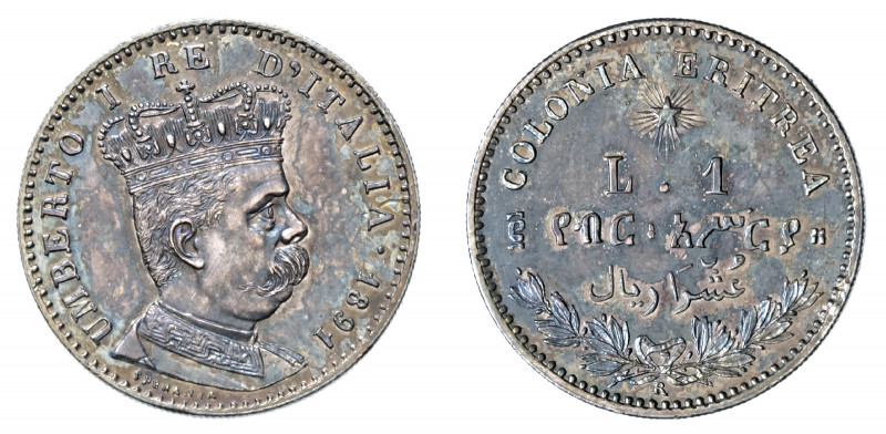 UMBERTO I – Colonia Eritrea (1890-1900) 

1 Lira 1891, argento gr. 4,97. Pagan...