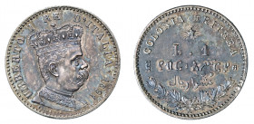UMBERTO I – Colonia Eritrea (1890-1900) 

1 Lira 1891, argento gr. 4,97. Pagani 635, MIR 1112b.
NGC5782334-001 MS62. Rara. Spl/Fdc