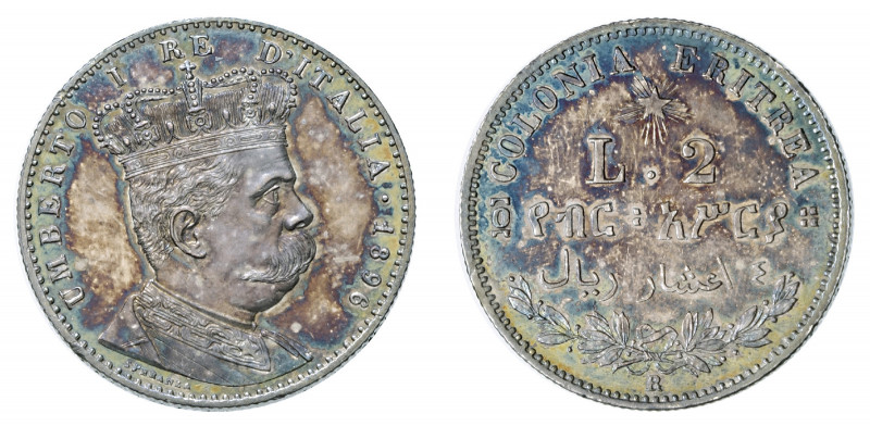 UMBERTO I – Colonia Eritrea (1890-1900) 

2 Lire 1896, argento gr. 10,00. Paga...