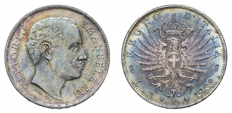 VITTORIO EMANUELE III (1900-1946) 

1 Lira 1902, argento gr. 4,99. Pagani 764,...