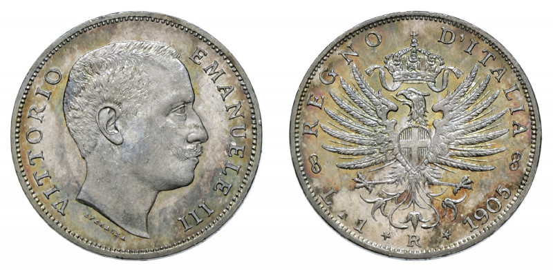 VITTORIO EMANUELE III (1900-1946) 

1 Lira 1905, argento gr. 5,00. Pagani 765,...