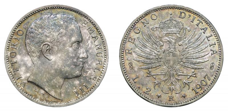 VITTORIO EMANUELE III (1900-1946) 

2 Lire 1907, argento gr. 10,01. Pagani 731...