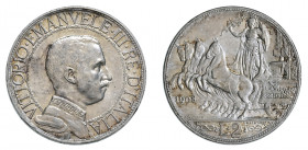 VITTORIO EMANUELE III (1900-1946) 

2 Lire 1908, argento gr. 10,02. D/ VITTORIO•EMANVELE•III•RE•D’ITALIA Busto in uniforme a destra con il Collare, ...
