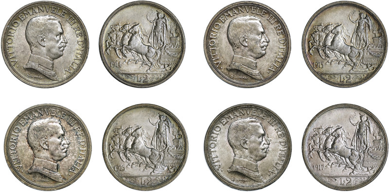 VITTORIO EMANUELE III (1900-1946) 

2 Lire 1914, argento gr. 9,98. Pagani 737,...