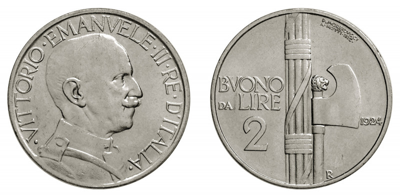 VITTORIO EMANUELE III (1900-1946) 

Buono 2 Lire 1924, nickel gr. 9,99. D/ VIT...