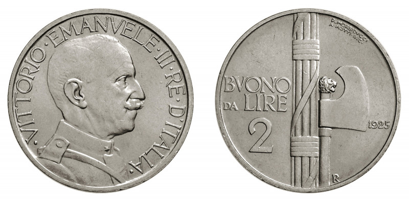 VITTORIO EMANUELE III (1900-1946) 

Buono 2 Lire 1925, nickel gr. 9,96. Pagani...