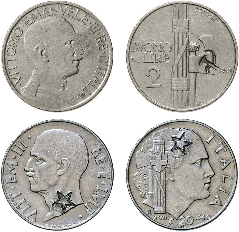 VITTORIO EMANUELE III (1900-1946) 

Buono da lire 2 1925, nickel gr. 10,04 con...