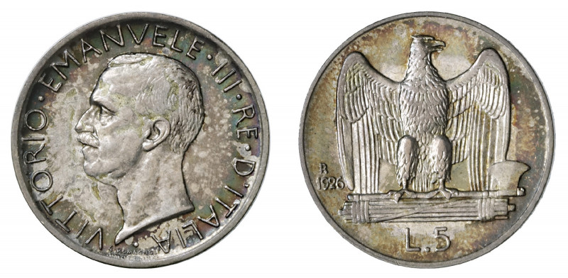 VITTORIO EMANUELE III (1900-1946) 

5 Lire 1926, argento gr. 4,98. D/ VITTORIO...