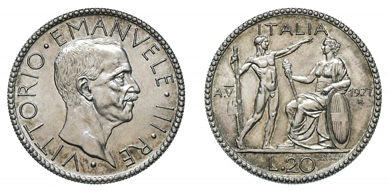VITTORIO EMANUELE III (1900-1946) 

20 Lire 1927 A. V, argento gr. 15,04. D/ •...