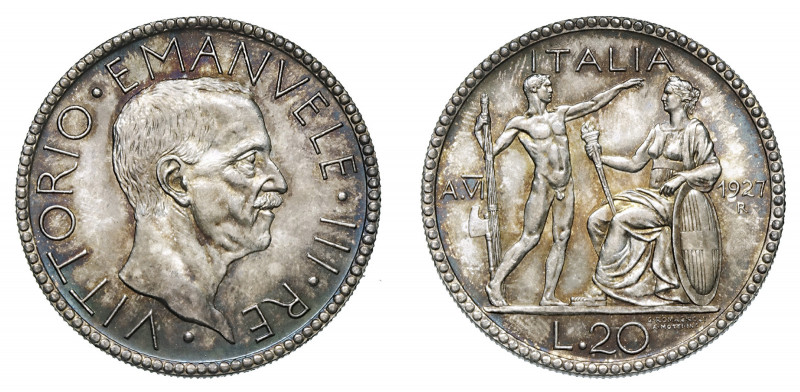 VITTORIO EMANUELE III (1900-1946) 

20 Lire 1927 anno VI, argento gr. 15,08. P...