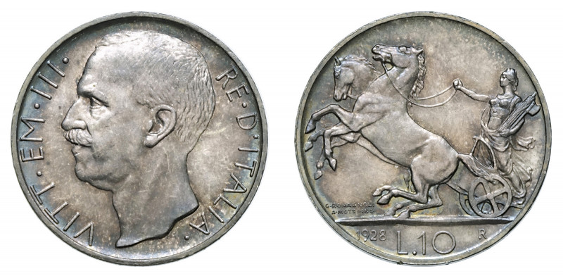 VITTORIO EMANUELE III (1900-1946) 

10 Lire 1928, argento gr. 9,98. Pagani 693...