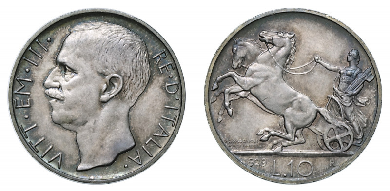 VITTORIO EMANUELE III (1900-1946) 

10 Lire 1929, argento gr. 10,00. Pagani 69...