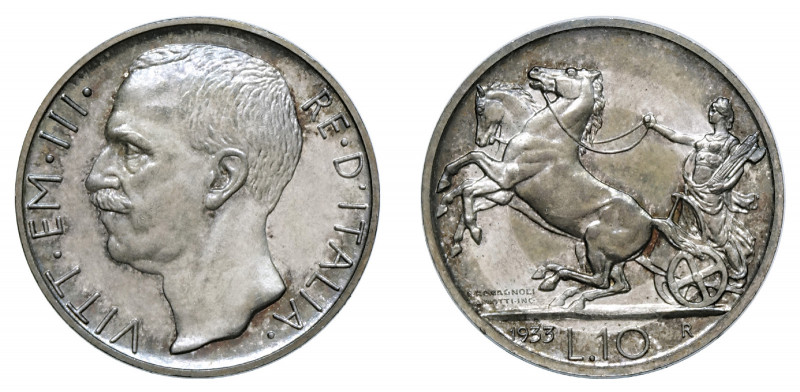 VITTORIO EMANUELE III (1900-1946) 

10 Lire 1933, argento gr. 9,92. Pagani 698...