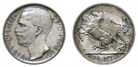 VITTORIO EMANUELE III (1900-1946) 

10 Lire 1933, argento gr. 9,92. Pagani 698, MIR 1132l.
NGC5782312-011 MS 64, Rarissima. Fdc

Ex asta Montenap...