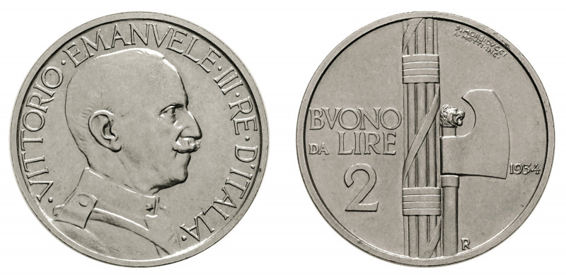 VITTORIO EMANUELE III (1900-1946) 

Buono 2 Lire 1934, nickel gr. 9,86. Pagani...