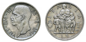 VITTORIO EMANUELE III (1900-1946) 

5 Lire 1936 A. XIV, argento gr. 4,99. Pagani cfr. 719.
NGC5782322-005 MS65. Rarissima. Fdc

Di presentazione ...