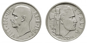 VITTORIO EMANUELE III (1900-1946) 

20 Centesimi 1936 A. XIV, nickel gr. 4,01. Pagani 853, MIR 1155a.
NGC5782334-016 MS66. Rara. q.Fdc
