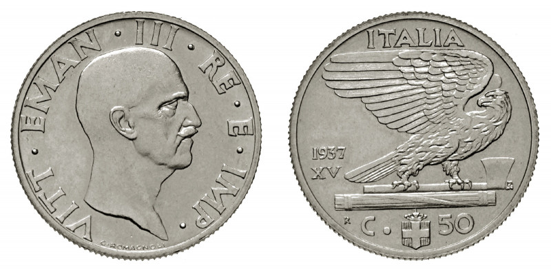 VITTORIO EMANUELE III (1900-1946) 

50 Centesimi 1937 A. XV, nickel gr. 5,99. ...