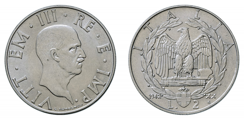 VITTORIO EMANUELE III (1900-1946) 

2 Lire 1942 A. XX, nickel gr. 10,14. Pagan...