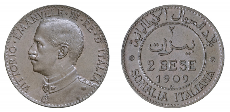 Vittorio Emanuele III - Somalia Italiana 

2 Bese 1909, rame gr. 4,99. D/ VITT...
