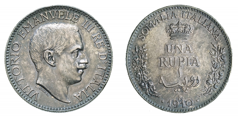Vittorio Emanuele III - Somalia Italiana 

Rupia 1910, argento gr. 11,69. D/ V...