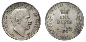 Vittorio Emanuele III - Somalia Italiana 

Rupia 1912, argento gr. 11,61. Pagani 959, MIR 1175b.
Rara. Fdc

Periziata Alberto Varesi (Fdc).