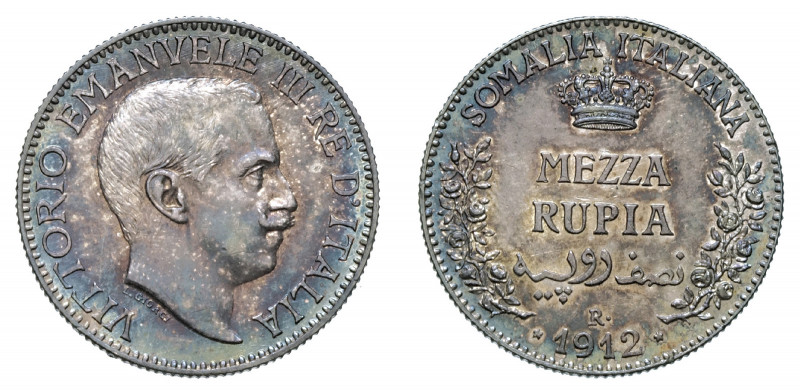 Vittorio Emanuele III - Somalia Italiana 

Mezza Rupia 1912, argento gr. 5,85....