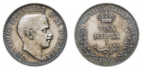 Vittorio Emanuele III - Somalia Italiana 

Rupia 1914, argento gr. 11,62. Pagani 961, MIR 1175d.
Rara. q.Fdc
