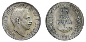 Vittorio Emanuele III - Somalia Italiana 

Rupia 1921, argento gr. 11,77. Pagani 965, MIR 1175h.
Rarissima. q.Fdc

Ex Collezione Ing. Gavazzi. Pe...