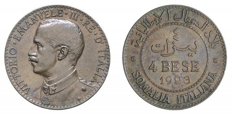 Vittorio Emanuele III - Somalia Italiana 

4 Bese 1923, rame gr. 10,202. Pagan...